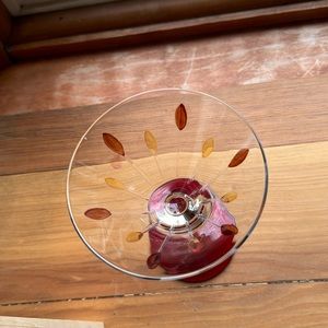 1 vintage Gotham Goblet etched fall jewels  hand blown glass